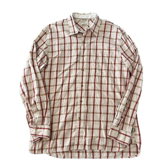 Timberland Other - Timberland Shirt Mens‎ Large Red Plaid Classic Fit Button Up Preppy EUC